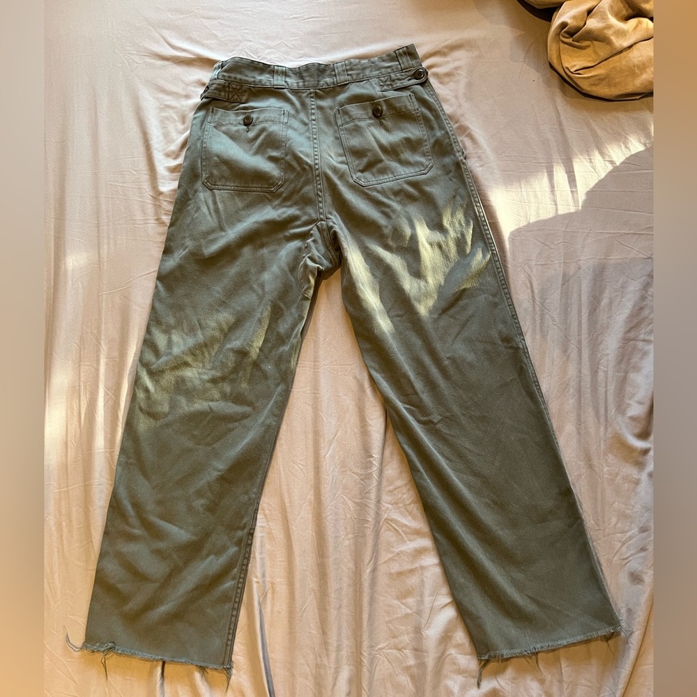 Vintage Green Wide-Leg Army Pants